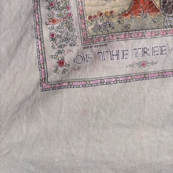 VTG Friends are The Leaves Tree of Life Green Short Sleeve Shirt Men's L Stain * - Picture 3 of 8